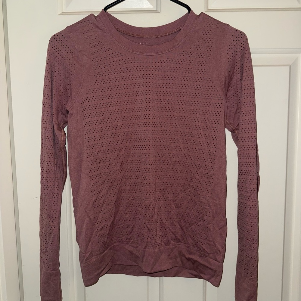 Pink Fitted Ribbed Long Sleeve Sweatshirt